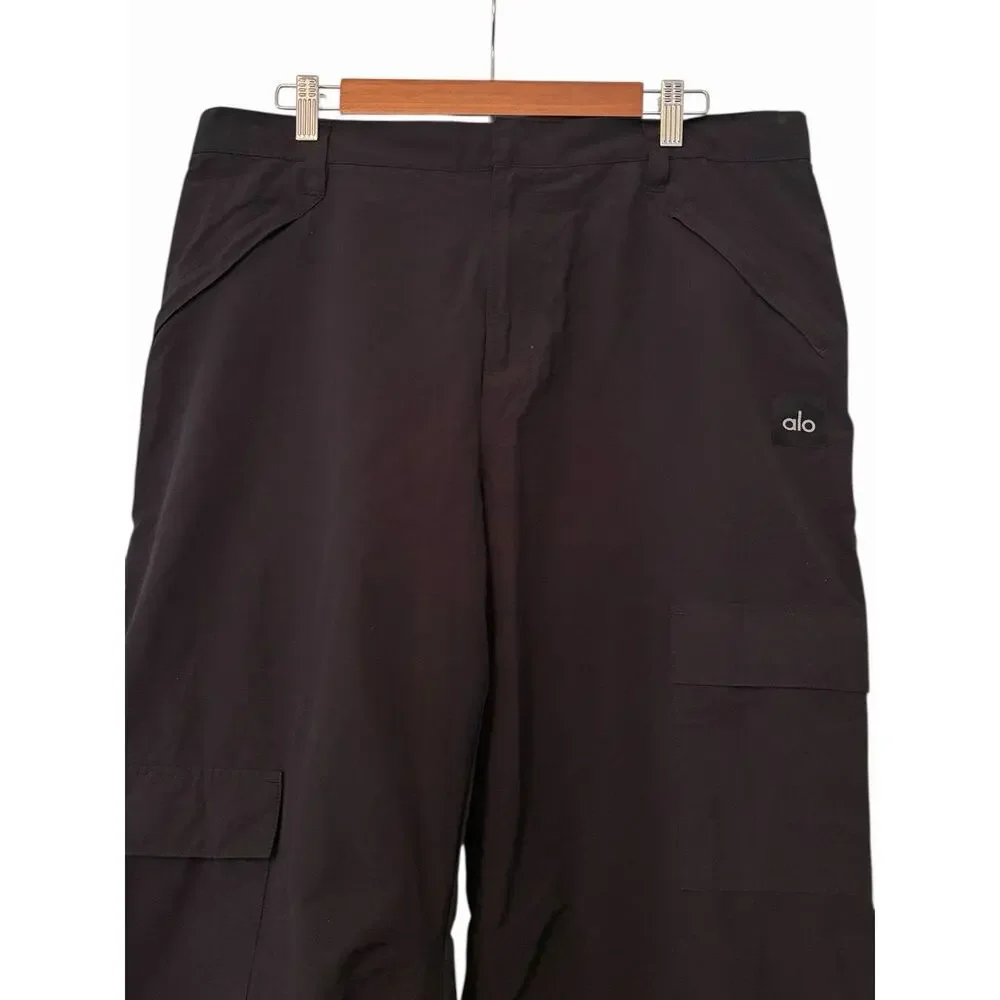 ALO YOGA All That Trouser Cargo Pant •L• Black Wide Leg Street Wear - Picture 7 of 15
